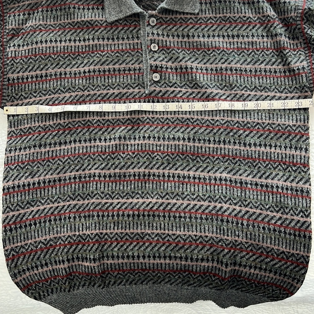 Peruvian Connection Gray and Red Patterned Sweate… - image 6